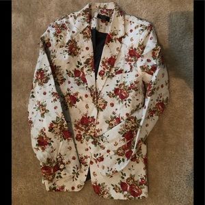 Linen off white floral blazer